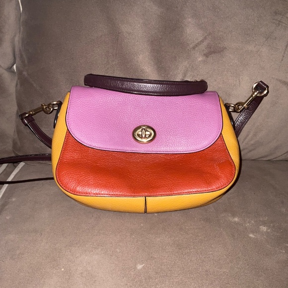 Coach Drifter Top Handle Satchel – Colorblock Purple/Mustard/Orange - Picture 3 of 8